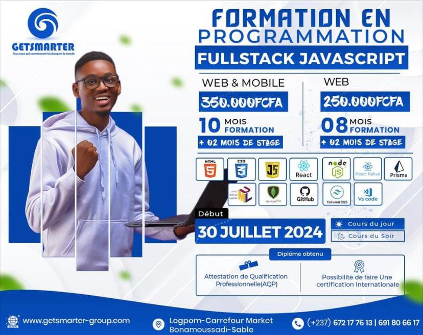 FORMATION EN PROGRAMMATION FULLSTACK JAVASCRIPT