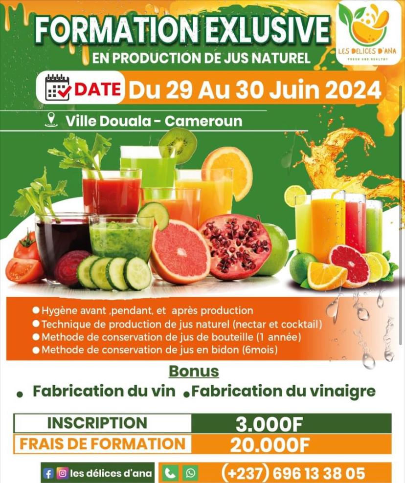 FORMATION SPECIAL EN PRODUCTION ET CONSERVATION DE JUS DE FRUITS