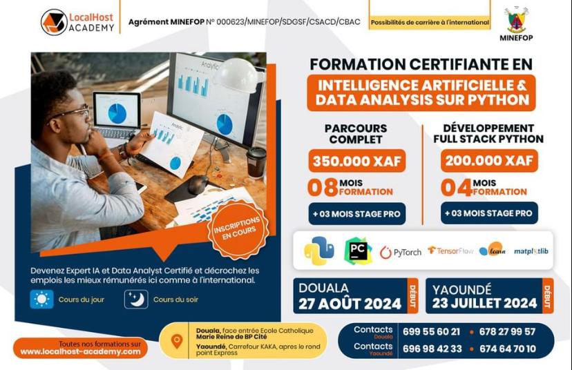 FORMATION EN INTELLIGENCE ARTIFICIELLE ET DATA ANALYSIS SUR PYTHON