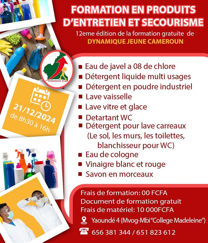 FORMATION EN FABRICATION DE PRODUITS MÉNAGÉS ET SECOURISME